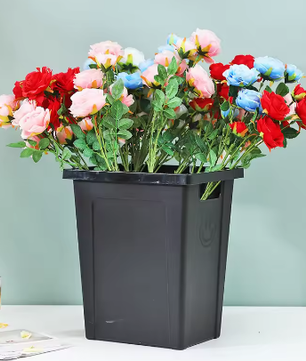 Rustieke Boerderij Bloemenemmer – Kleine Zwarte Plastic Vaas voor Boeket Decoratie