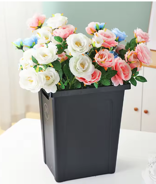 Rustieke Boerderij Bloemenemmer – Kleine Zwarte Plastic Vaas voor Boeket Decoratie