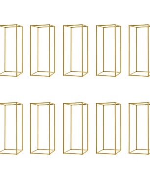 Set van 10 Gouden Geometrische Bloemenstandaards – Metalen Centerpieces voor Bruiloft, Feest en Tafeldecoratie