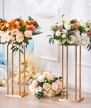 Gouden Metalen Bloemenkolom – Geometrische Bruiloft Centerpiece Standaard voor Bloemstukken