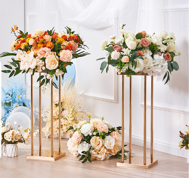 Gouden Metalen Bloemenkolom – Geometrische Bruiloft Centerpiece Standaard voor Bloemstukken