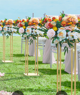 Gouden Metalen Bloemenkolom – Geometrische Bruiloft Centerpiece Standaard voor Bloemstukken