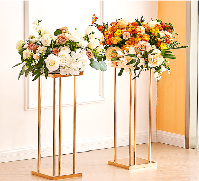 Gouden Metalen Bloemenkolom – Geometrische Bruiloft Centerpiece Standaard voor Bloemstukken