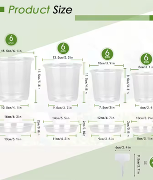 72-Delige Set Transparante Kweekpotten met Dienbladen en Plantenlabels – Plastic Zaai- en Kweekpotten met Drainage