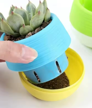 Set van 6 Decoratieve Bloempotten voor Binnen – Kunststof Mini Plantenpotten voor Bureau, Balkon en Kamerplanten