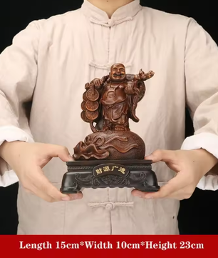 Lachende Boeddha Beeld met Draak en Schildpad – Decoratieve Hars Sculptuur voor Interieur