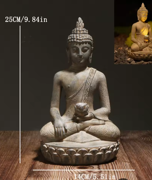 Zen Boeddhabeeld op Zonne-Energie – Decoratief Tuinornament met LED Verlichting