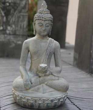 Zen Boeddhabeeld op Zonne-Energie – Decoratief Tuinornament met LED Verlichting