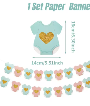 Baby Douche Papieren Slinger – Baby Romper Waslijn Decoratie voor Feest