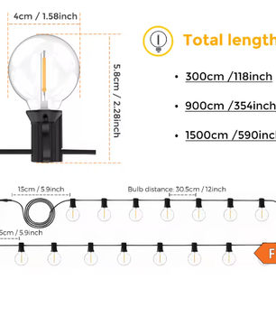 G40 LED Globe Lichtslinger voor Buiten – Waterdichte Tuinverlichting met EU Stekker