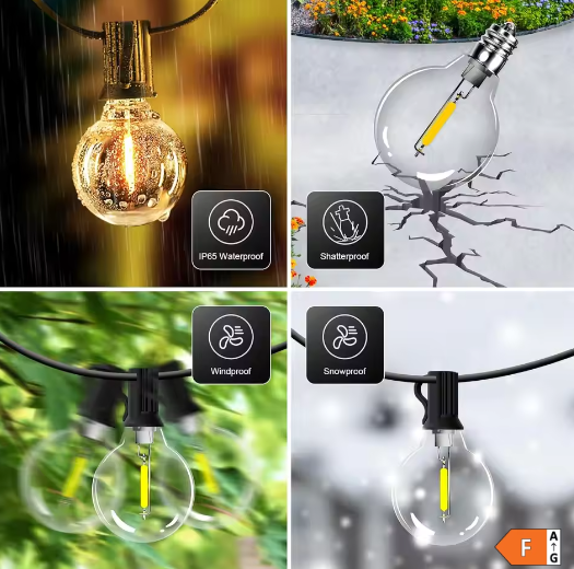 G40 LED Globe Lichtslinger voor Buiten – Waterdichte Tuinverlichting met EU Stekker