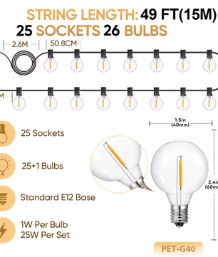 G40 LED Lichtslinger Buiten – Waterdichte Onbreekbare Globe Feestverlichting