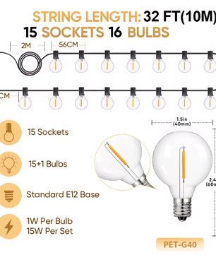 G40 LED Lichtslinger Buiten – Waterdichte Onbreekbare Globe Feestverlichting