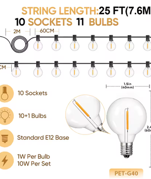 G40 LED Lichtslinger Buiten – Waterdichte Onbreekbare Globe Feestverlichting