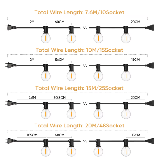 G40 LED Lichtslinger Buiten – Waterdichte Onbreekbare Globe Feestverlichting