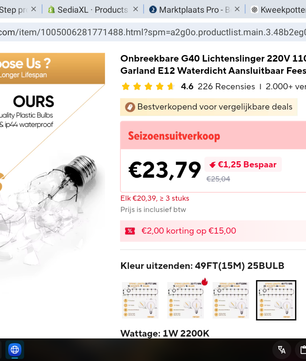 G40 LED Lichtslinger Buiten – Waterdichte Onbreekbare Globe Feestverlichting