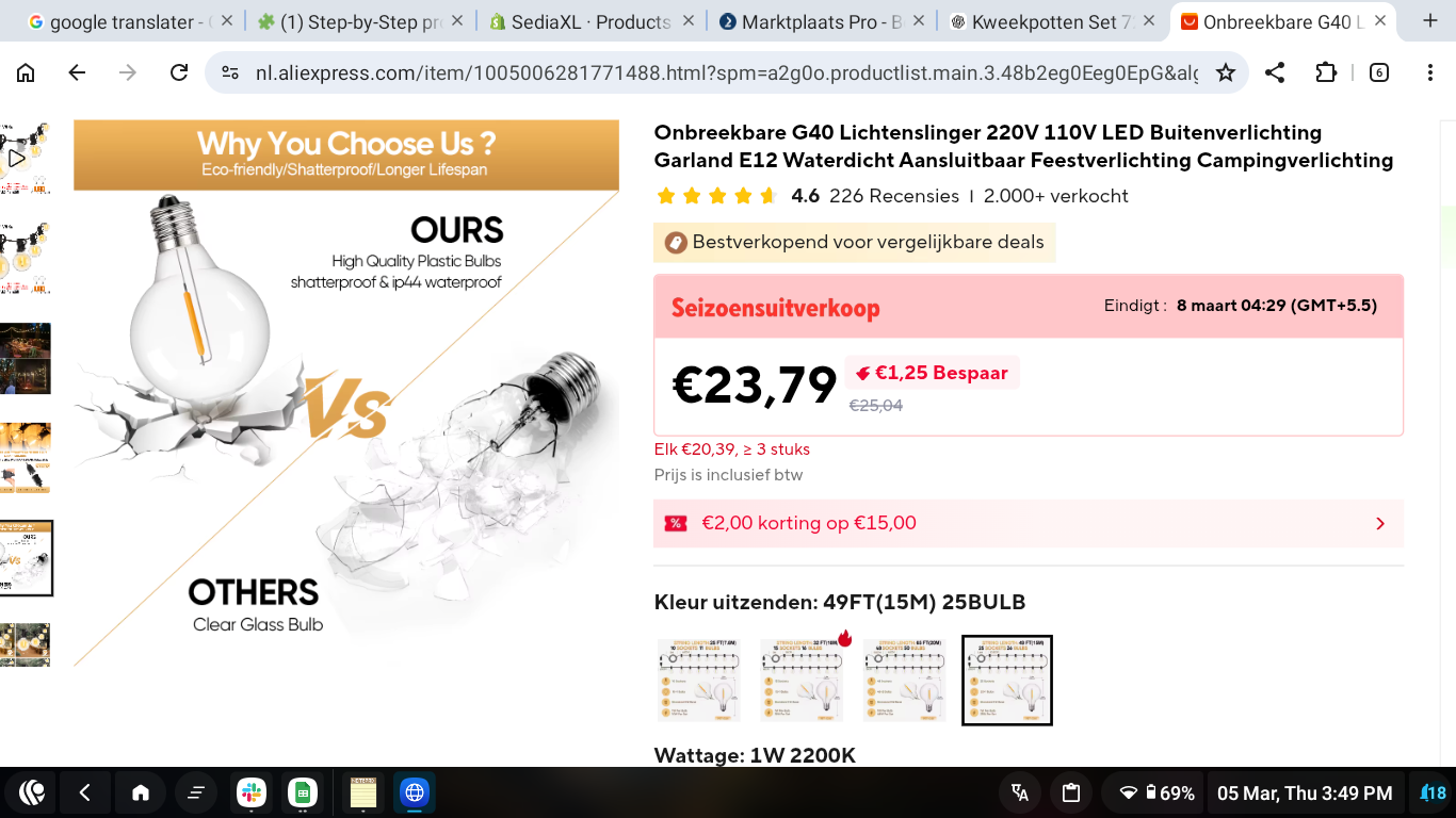 G40 LED Lichtslinger Buiten – Waterdichte Onbreekbare Globe Feestverlichting