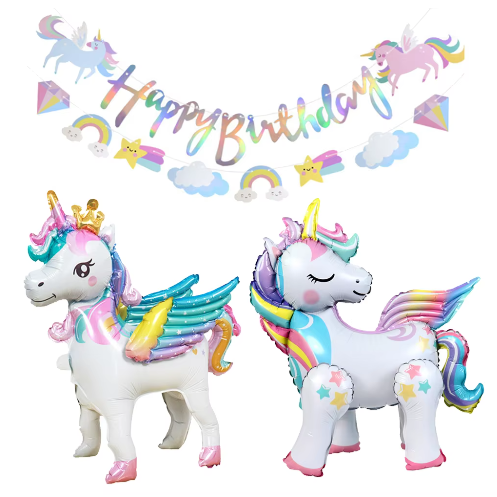 Eenhoorn Party Banner met Ballon – Verjaardag Decoratie voor Kinderfeest