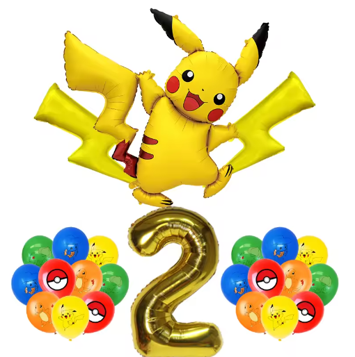 Pikachu Verjaardagsfeest Decoratie Set – Ballonnen, Banner en Servies voor Kinderfeest