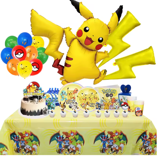 Pikachu Verjaardagsfeest Decoratie Set – Ballonnen, Banner en Servies voor Kinderfeest