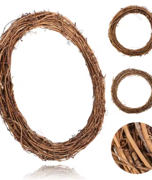 Natuurlijke Rotan Krans – Handgeweven DIY Decoratie voor Deur en Muur