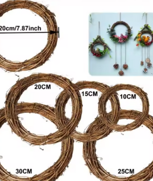 Natuurlijke Rotan Krans – Handgeweven DIY Decoratie voor Deur en Muur