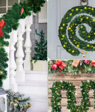 Kunstmatige Kerst Garland met 100 LED – Groene Kerst Slingerdecoratie 10 m