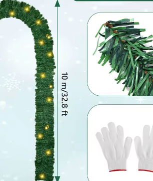 Kunstmatige Kerst Garland met 100 LED – Groene Kerst Slingerdecoratie 10 m