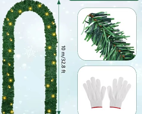 Kunstmatige Kerst Garland met 100 LED – Groene Kerst Slingerdecoratie 10 m