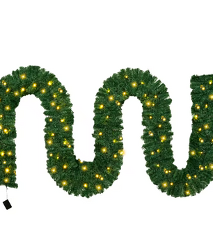 Kunstmatige Kerst Garland met 100 LED – Groene Kerst Slingerdecoratie 10 m