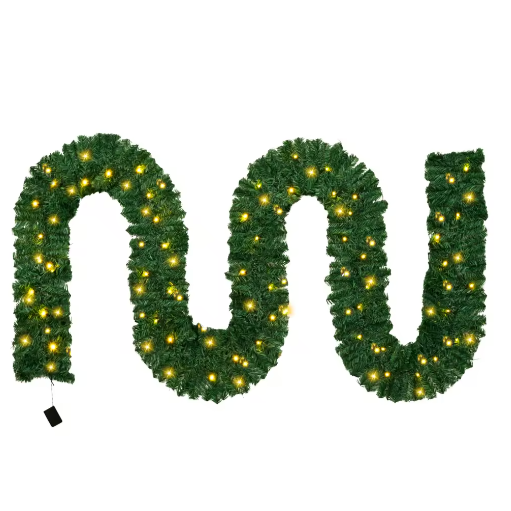 Kunstmatige Kerst Garland met 100 LED – Groene Kerst Slingerdecoratie 10 m