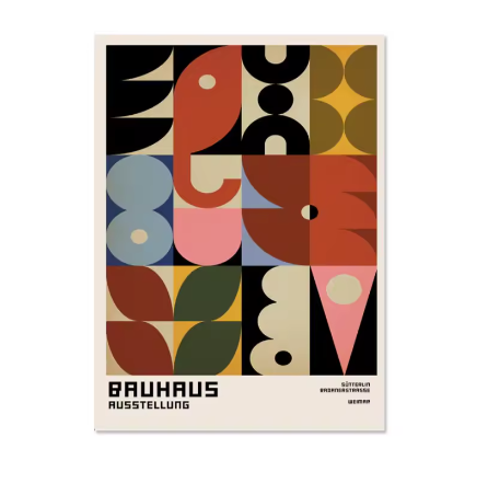 Bauhaus Minimalistische Zwart-Wit Canvas Poster Wanddecoratie