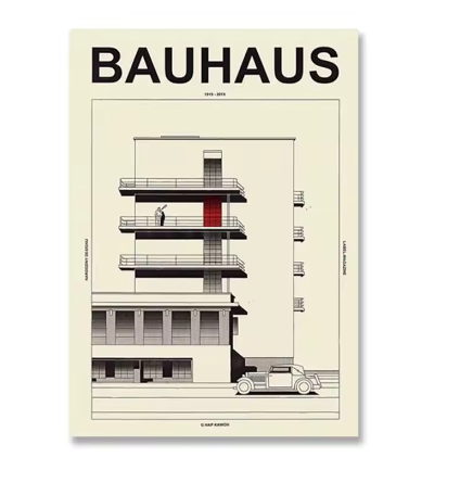 Bauhaus Minimalistische Zwart-Wit Canvas Poster Wanddecoratie