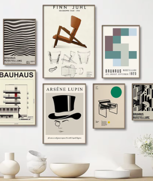 Bauhaus Minimalistische Zwart-Wit Canvas Poster Wanddecoratie