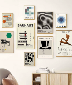 Bauhaus Minimalistische Zwart-Wit Canvas Poster Wanddecoratie
