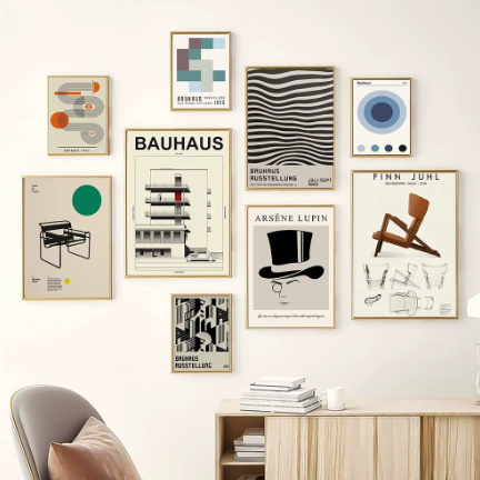 Bauhaus Minimalistische Zwart-Wit Canvas Poster Wanddecoratie