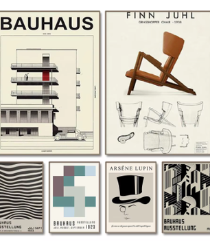 Bauhaus Minimalistische Zwart-Wit Canvas Poster Wanddecoratie