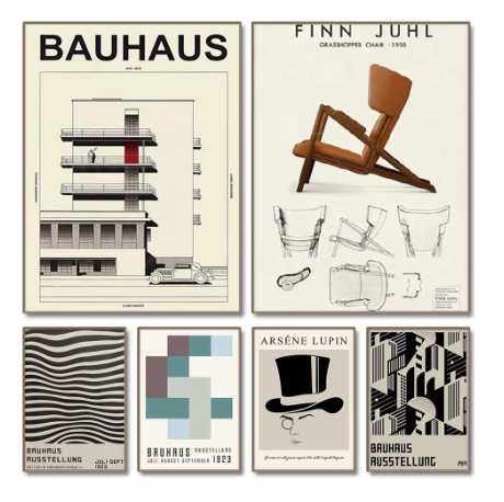 Bauhaus Minimalistische Zwart-Wit Canvas Poster Wanddecoratie