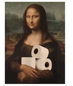 Grappige Mona Lisa Toiletrol Canvas Poster Badkamer Wanddecoratie