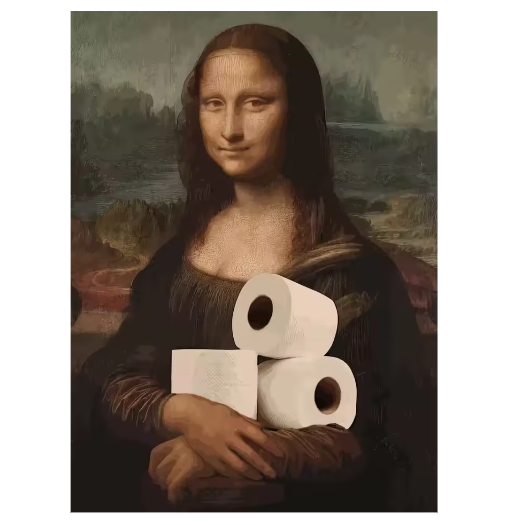 Grappige Mona Lisa Toiletrol Canvas Poster Badkamer Wanddecoratie