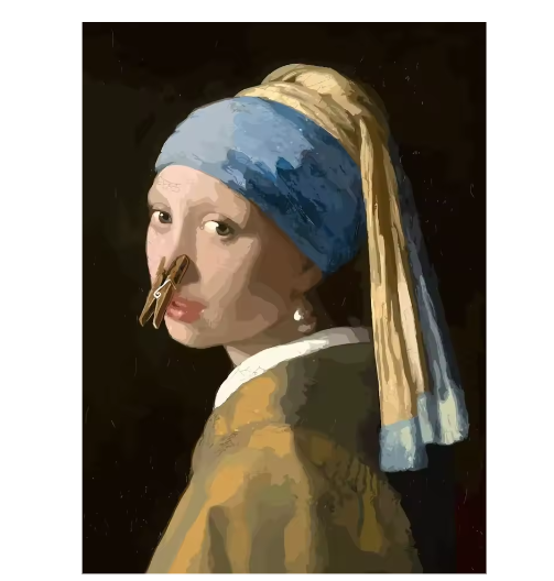 Grappige Mona Lisa Toiletrol Canvas Poster Badkamer Wanddecoratie