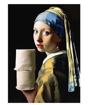 Grappige Mona Lisa Toiletrol Canvas Poster Badkamer Wanddecoratie