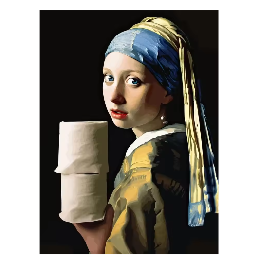 Grappige Mona Lisa Toiletrol Canvas Poster Badkamer Wanddecoratie