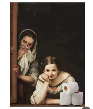 Grappige Mona Lisa Toiletrol Canvas Poster Badkamer Wanddecoratie