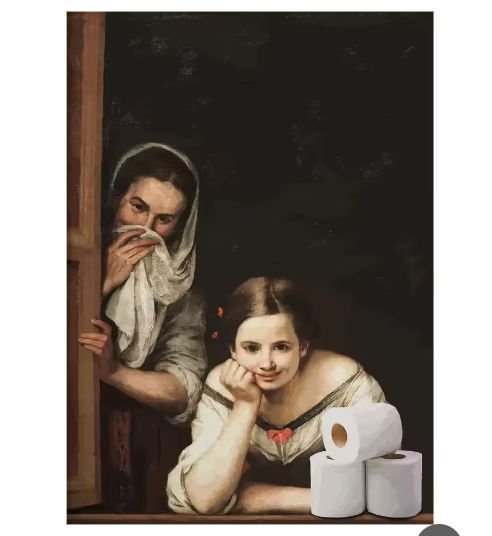 Grappige Mona Lisa Toiletrol Canvas Poster Badkamer Wanddecoratie