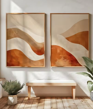 Japanse Wabi Sabi Bergen Canvas Poster Set van 2