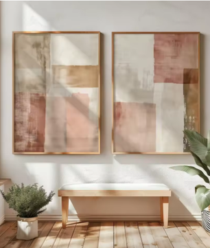 Japanse Wabi Sabi Bergen Canvas Poster Set van 2