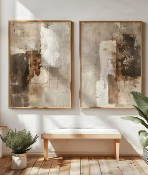 Japanse Wabi Sabi Bergen Canvas Poster Set van 2