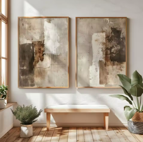 Japanse Wabi Sabi Bergen Canvas Poster Set van 2