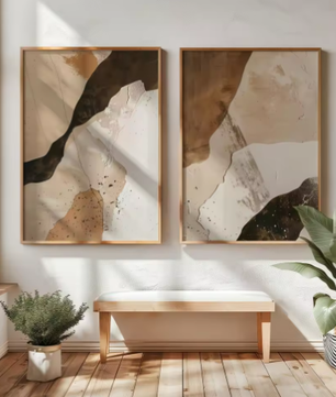 Japanse Wabi Sabi Bergen Canvas Poster Set van 2